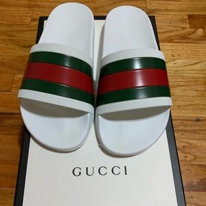 Womens white gucci slides
